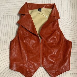 Rust Orange Faux Leather Vest